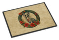 Chinese Crested Christmas Flowers Doormat Indoor Outdoor 18H X 27W Front Door Mat Rugs for Entryway, Non Slip Washable