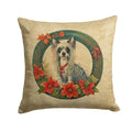 Chinese Crested Christmas Flowers Decorative Throw Pillow 14x14 Indoor Outdoor Accent Cushion, Fabric Cover with Insert for Sofa, Bed, Porch & Living Room