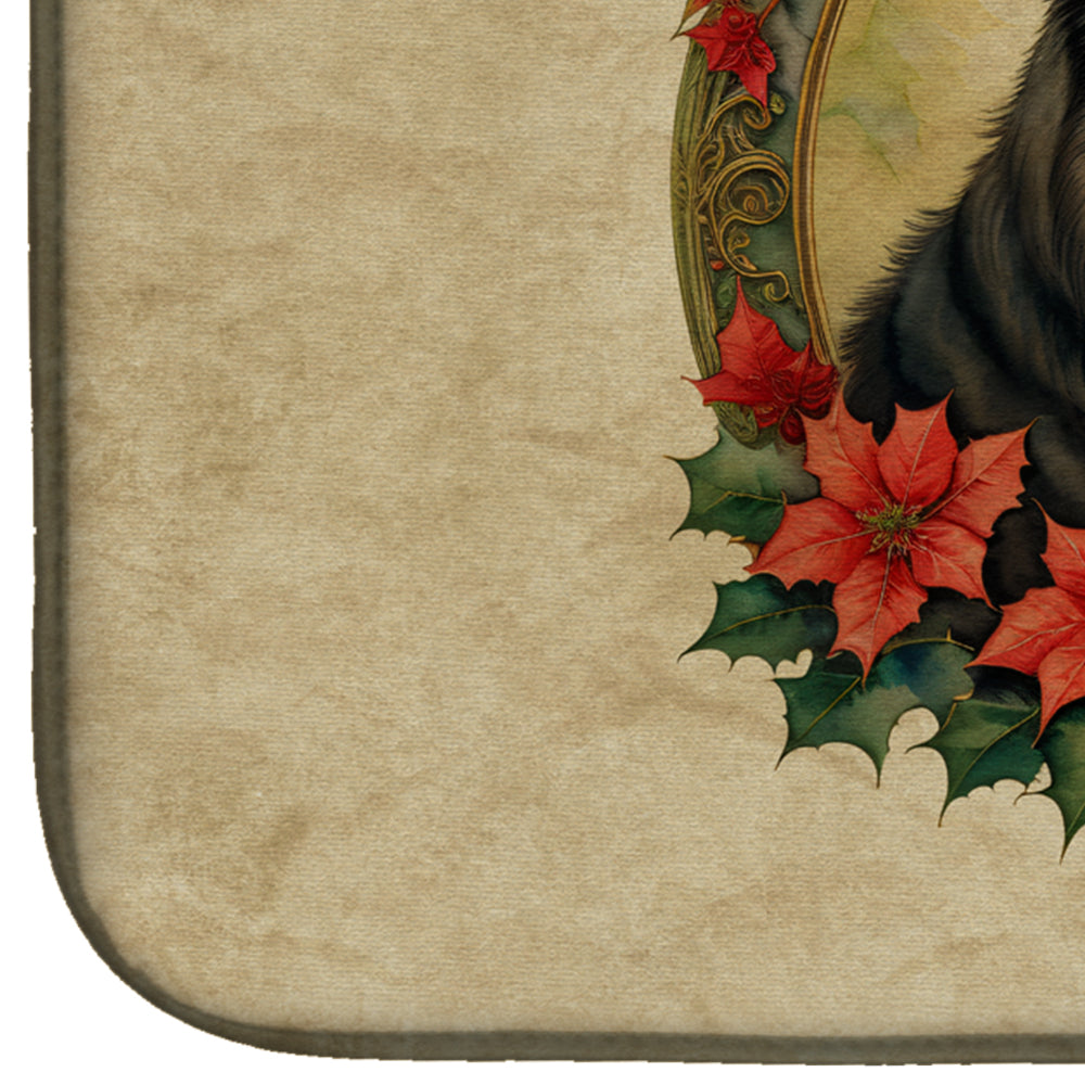 Chow Chow Christmas Flowers Dish Drying Mat Absorbent Dish Drying Mat Pad for Kitchen Counter Dish Drainer Mat for Countertop, 14 x 21", Multicolor