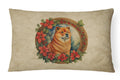 Chow Chow Christmas Flowers Decorative Throw Pillow 12x16 Indoor Outdoor Accent Cushion, Fabric Cover with Insert for Sofa, Bed, Porch & Living Room