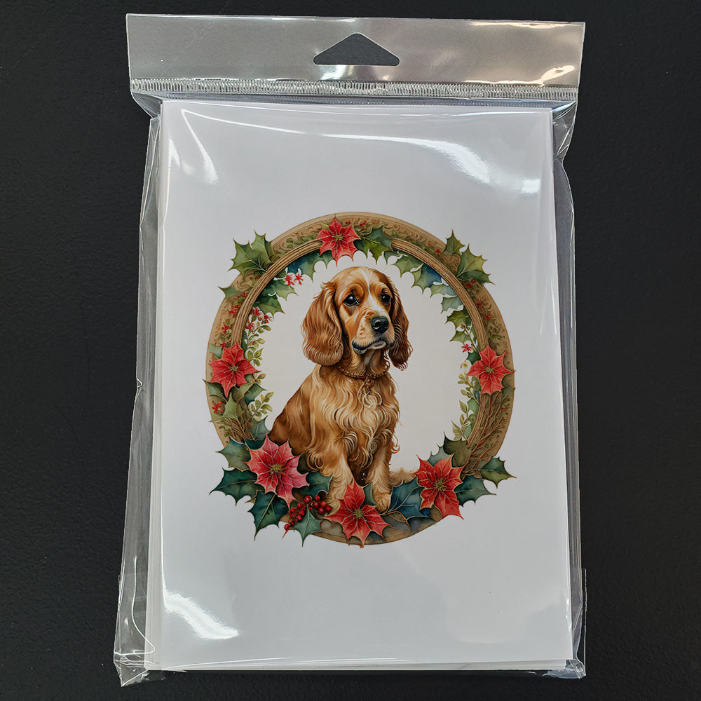 Cocker Spaniel Christmas Flowers Greeting Cards Pack of 8 Blank Cards with Envelopes Whimsical A7 Size 5x7