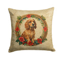 Cocker Spaniel Christmas Flowers Decorative Throw Pillow 18x18 Indoor Outdoor Accent Cushion, Fabric Cover with Insert for Sofa, Bed, Porch & Living Room
