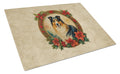 Collie Christmas Flowers Cutting Board Tempered Glass Kitchen Cutting Surface, Heat Resistant Chopping, Non-Slip Feet, Food Prep & Serving