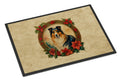 Collie Christmas Flowers Doormat Indoor Outdoor 18H X 27W Front Door Mat Rugs for Entryway, Non Slip Washable
