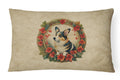 Corgi Christmas Flowers Decorative Throw Pillow 12x16 Indoor Outdoor Accent Cushion, Fabric Cover with Insert for Sofa, Bed, Porch & Living Room