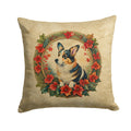 Corgi Christmas Flowers Decorative Throw Pillow 18x18 Indoor Outdoor Accent Cushion, Fabric Cover with Insert for Sofa, Bed, Porch & Living Room