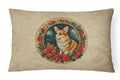 Corgi Christmas Flowers Decorative Throw Pillow 12x16 Indoor Outdoor Accent Cushion, Fabric Cover with Insert for Sofa, Bed, Porch & Living Room