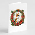 Corgi Christmas Flowers Greeting Cards Pack of 8 Blank Cards with Envelopes Whimsical A7 Size 5x7
