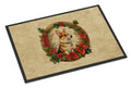 Corgi Christmas Flowers Doormat Indoor Outdoor 24H X 36W Front Door Mat Rugs for Entryway, Non Slip Washable Low Pile,