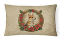 Corgi Christmas Flowers Decorative Throw Pillow 12x16 Indoor Outdoor Accent Cushion, Fabric Cover with Insert for Sofa, Bed, Porch & Living Room