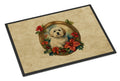 Coton De Tulear Christmas Flowers Doormat Indoor Outdoor 18H X 27W Front Door Mat Rugs for Entryway, Non Slip Washable
