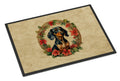 Dachshund Christmas Flowers Doormat Indoor Outdoor 24H X 36W Front Door Mat Rugs for Entryway, Non Slip Washable Low Pile,