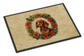 Dachshund Christmas Flowers Doormat Indoor Outdoor 24H X 36W Front Door Mat Rugs for Entryway, Non Slip Washable Low Pile,
