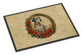 Dalmatian Christmas Flowers Doormat Indoor Outdoor 18H X 27W Front Door Mat Rugs for Entryway, Non Slip Washable