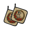 Dalmatian Christmas Flowers Pot Holder Set of 2 Heat Resistant Quilted Hot Pads 7.5 x 7.5 Inch, Insulated Kitchen Trivets for Cooking & Baking