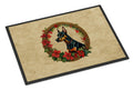 Doberman Pinscher Christmas Flowers Doormat Indoor Outdoor 18H X 27W Front Door Mat Rugs for Entryway, Non Slip Washable