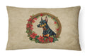 Doberman Pinscher Christmas Flowers Decorative Throw Pillow 12x16 Indoor Outdoor Accent Cushion, Fabric Cover with Insert for Sofa, Bed, Porch & Living Room