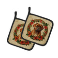 Dogue de Bordeaux Christmas Flowers Pot Holder Set of 2 Heat Resistant Quilted Hot Pads 7.5 x 7.5 Inch, Insulated Kitchen Trivets for Cooking & Baking