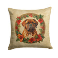 Dogue de Bordeaux Christmas Flowers Decorative Throw Pillow 14x14 Indoor Outdoor Accent Cushion, Fabric Cover with Insert for Sofa, Bed, Porch & Living Room