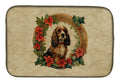 English Cocker Spaniel Christmas Flowers Dish Drying Mat Absorbent Dish Drying Mat Pad for Kitchen Counter Dish Drainer Mat for Countertop, 14 x 21", Multicolor