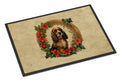 English Cocker Spaniel Christmas Flowers Doormat Indoor Outdoor 24H X 36W Front Door Mat Rugs for Entryway, Non Slip Washable Low Pile,