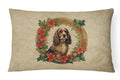 English Cocker Spaniel Christmas Flowers Decorative Throw Pillow 12x16 Indoor Outdoor Accent Cushion, Fabric Cover with Insert for Sofa, Bed, Porch & Living Room