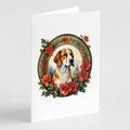 English Foxhound Christmas Flowers Greeting Cards Pack of 8 Blank Cards with Envelopes Whimsical A7 Size 5x7