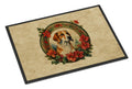 English Foxhound Christmas Flowers Doormat Indoor Outdoor 24H X 36W Front Door Mat Rugs for Entryway, Non Slip Washable Low Pile,