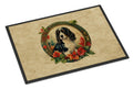 English Springer Spaniel Christmas Flowers Doormat Indoor Outdoor 18H X 27W Front Door Mat Rugs for Entryway, Non Slip Washable