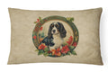 English Springer Spaniel Christmas Flowers Decorative Throw Pillow 12x16 Indoor Outdoor Accent Cushion, Fabric Cover with Insert for Sofa, Bed, Porch & Living Room