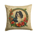 English Springer Spaniel Christmas Flowers Decorative Throw Pillow 14x14 Indoor Outdoor Accent Cushion, Fabric Cover with Insert for Sofa, Bed, Porch & Living Room