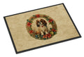 English Toy Spaniel Christmas Flowers Doormat Indoor Outdoor 18H X 27W Front Door Mat Rugs for Entryway, Non Slip Washable