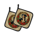 Entlebucher Mountain Dog Christmas Flowers Pot Holder Set of 2 Heat Resistant Quilted Hot Pads 7.5 x 7.5 Inch, Insulated Kitchen Trivets for Cooking & Baking