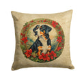 Entlebucher Mountain Dog Christmas Flowers Decorative Throw Pillow 14x14 Indoor Outdoor Accent Cushion, Fabric Cover with Insert for Sofa, Bed, Porch & Living Room