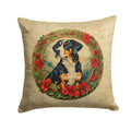 Entlebucher Mountain Dog Christmas Flowers Decorative Throw Pillow 18x18 Indoor Outdoor Accent Cushion, Fabric Cover with Insert for Sofa, Bed, Porch & Living Room