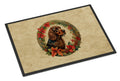Field Spaniel Christmas Flowers Doormat Indoor Outdoor 18H X 27W Front Door Mat Rugs for Entryway, Non Slip Washable