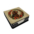 Field Spaniel Christmas Flowers PU Leather Note Paper Holder with Artist-Designed Cover, Desk Accessory, Office Gift