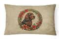 Field Spaniel Christmas Flowers Decorative Throw Pillow 12x16 Indoor Outdoor Accent Cushion, Fabric Cover with Insert for Sofa, Bed, Porch & Living Room
