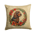 Field Spaniel Christmas Flowers Decorative Throw Pillow 14x14 Indoor Outdoor Accent Cushion, Fabric Cover with Insert for Sofa, Bed, Porch & Living Room