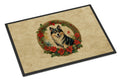 Finnish Lapphund Christmas Flowers Doormat Indoor Outdoor 18H X 27W Front Door Mat Rugs for Entryway, Non Slip Washable