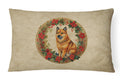 Finnish Spitz Christmas Flowers Decorative Throw Pillow 12x16 Indoor Outdoor Accent Cushion, Fabric Cover with Insert for Sofa, Bed, Porch & Living Room