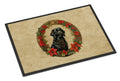 Flat-Coated Retriever Christmas Flowers Doormat Indoor Outdoor 18H X 27W Front Door Mat Rugs for Entryway, Non Slip Washable