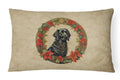 Flat-Coated Retriever Christmas Flowers Decorative Throw Pillow 12x16 Indoor Outdoor Accent Cushion, Fabric Cover with Insert for Sofa, Bed, Porch & Living Room