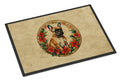 French Bulldog Christmas Flowers Doormat Indoor Outdoor 18H X 27W Front Door Mat Rugs for Entryway, Non Slip Washable