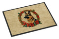 German Shepherd Christmas Flowers Doormat Indoor Outdoor 18H X 27W Front Door Mat Rugs for Entryway, Non Slip Washable