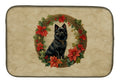 German Spitz Christmas Flowers Dish Drying Mat Absorbent Dish Drying Mat Pad for Kitchen Counter Dish Drainer Mat for Countertop, 14 x 21", Multicolor