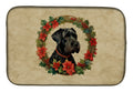 Giant Schnauzer Christmas Flowers Dish Drying Mat Absorbent Dish Drying Mat Pad for Kitchen Counter Dish Drainer Mat for Countertop, 14 x 21", Multicolor