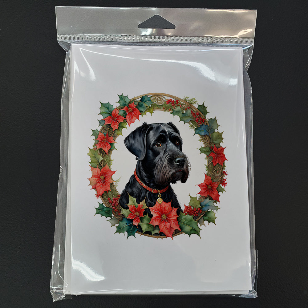 Giant Schnauzer Christmas Flowers Greeting Cards Pack of 8 Blank Cards with Envelopes Whimsical A7 Size 5x7