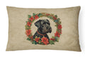 Giant Schnauzer Christmas Flowers Decorative Throw Pillow 12x16 Indoor Outdoor Accent Cushion, Fabric Cover with Insert for Sofa, Bed, Porch & Living Room