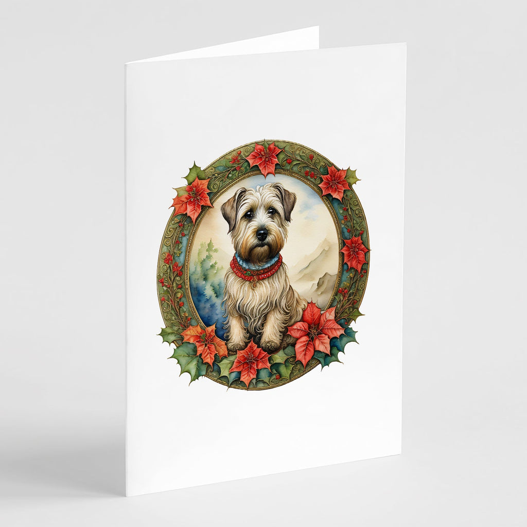 Glen of Imaal Terrier Christmas Flowers Greeting Cards Pack of 8 Blank Cards with Envelopes Whimsical A7 Size 5x7